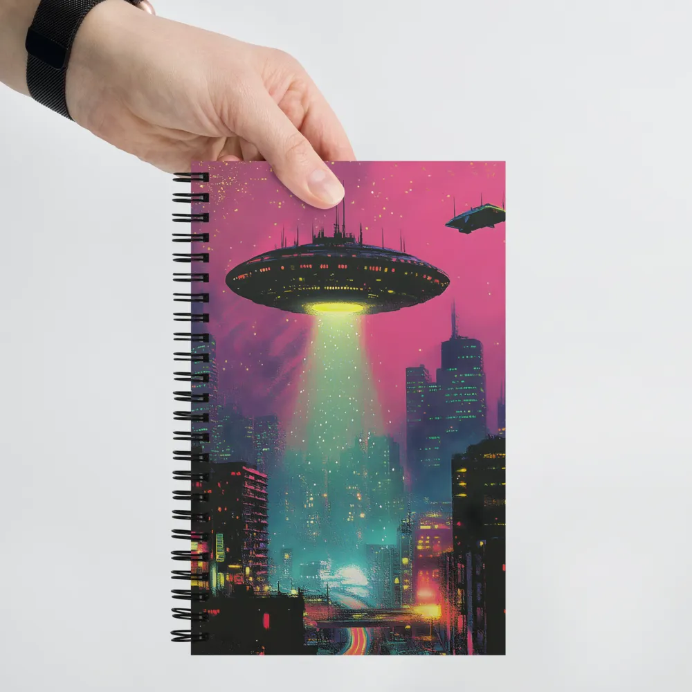 Neon Sci-Fi Encounter 
 Spiral Notebook | 140 pages