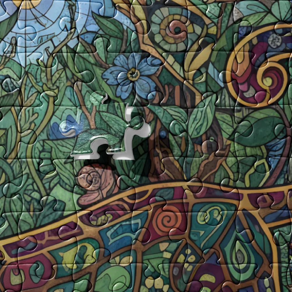Stained-Glass Jaguar 
 Jigsaw Puzzle in Tin Box