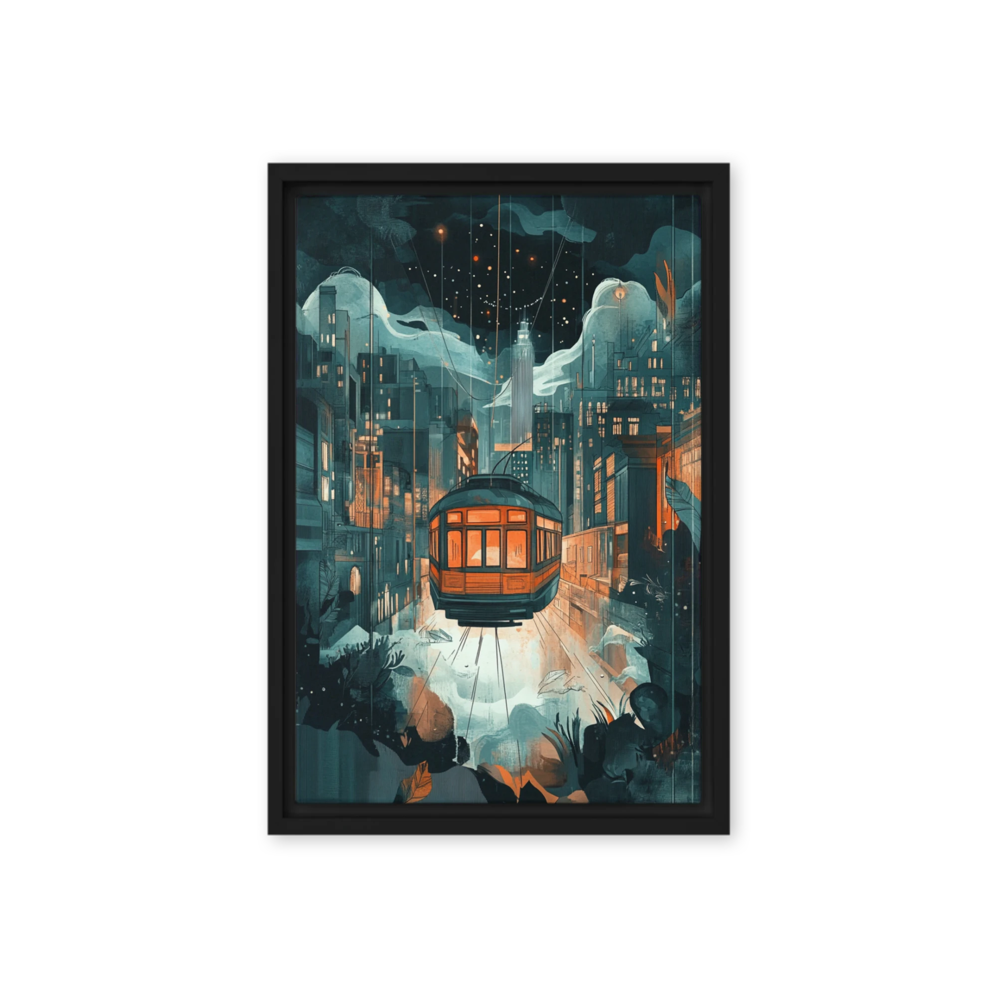Urban Night Tram | Art Print