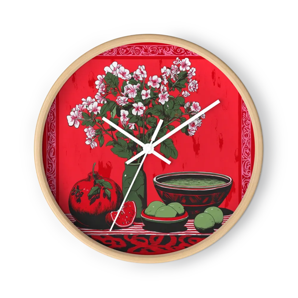Red Still Life with Flowers