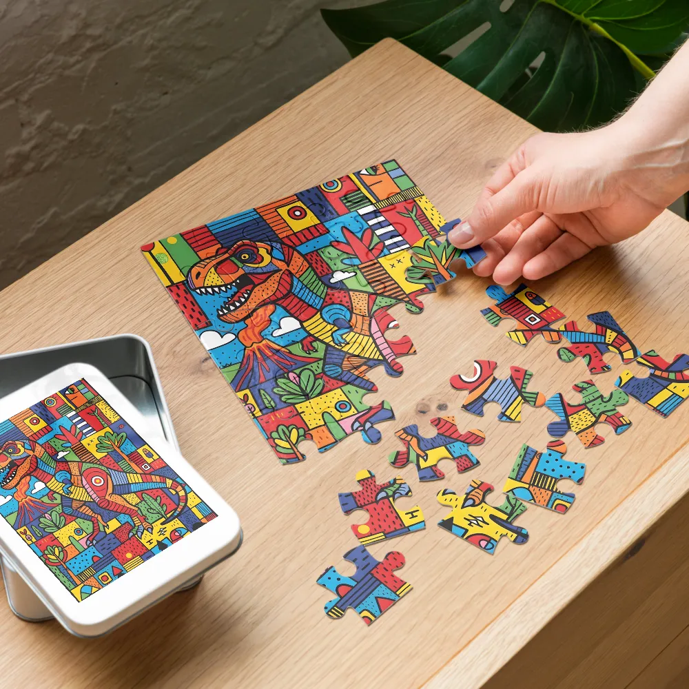 Rex of the Mosaic Wild 
 Jigsaw Puzzle in Tin Box