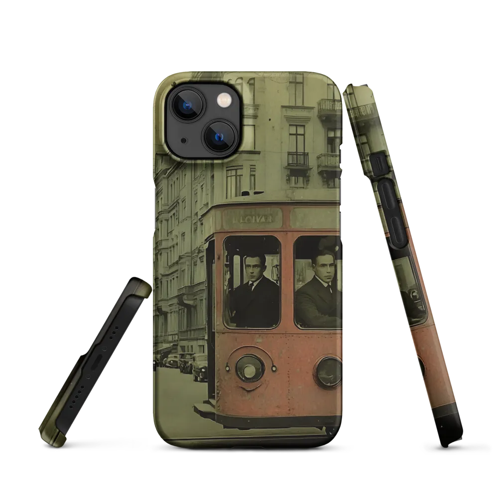 Vintage Red Tram Street Scene | Phone Case
