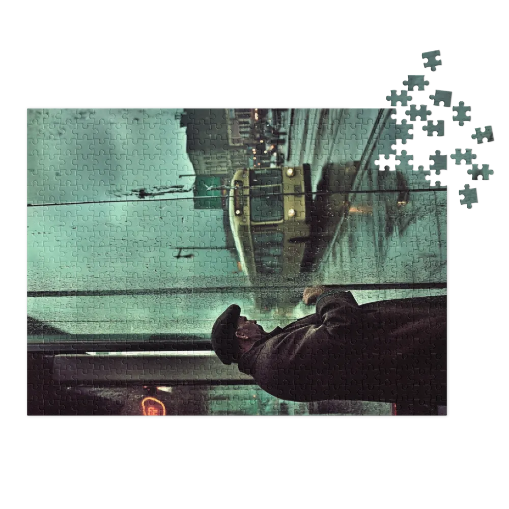 Contemplative Man by Window in Rain
