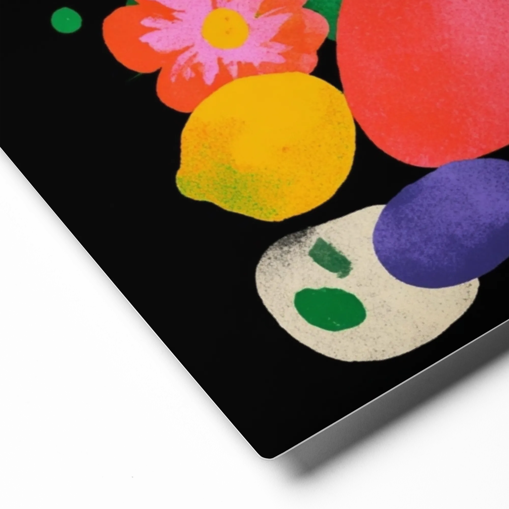 Botanical Still Life on Black 
 Poster with Black Frame | 10″x 10″