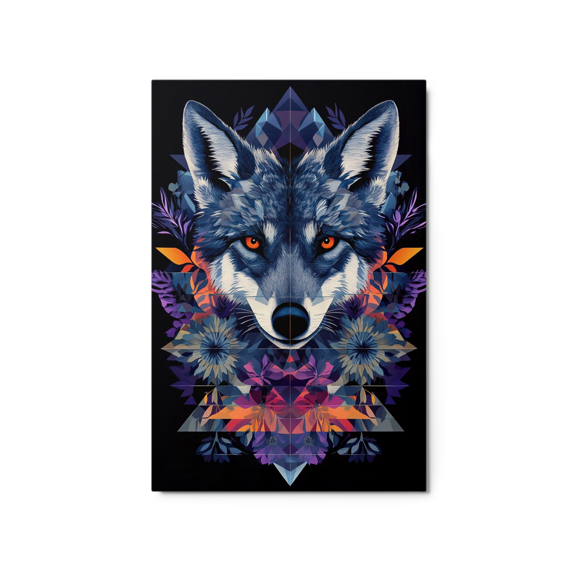 Wolf Illustration with Floral Elements