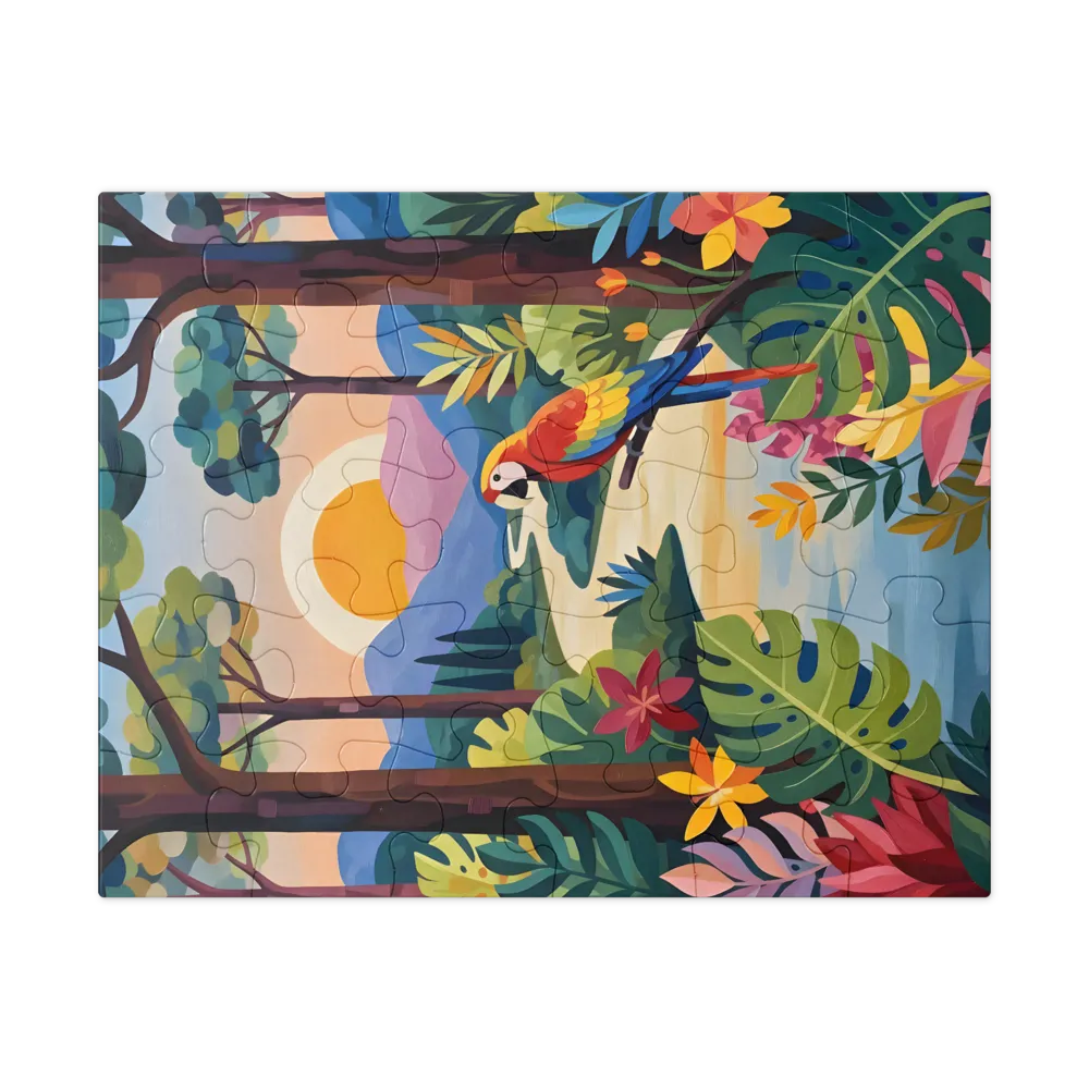 Enchanted Jungle Sunset 
 Jigsaw Puzzle in Tin Box