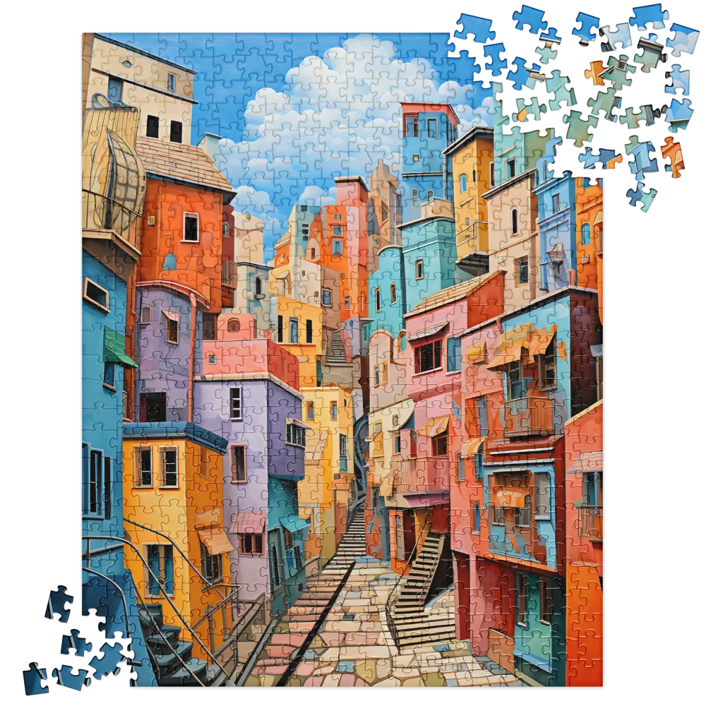 Mediterranean Hillside City 
 Jigsaw Puzzle