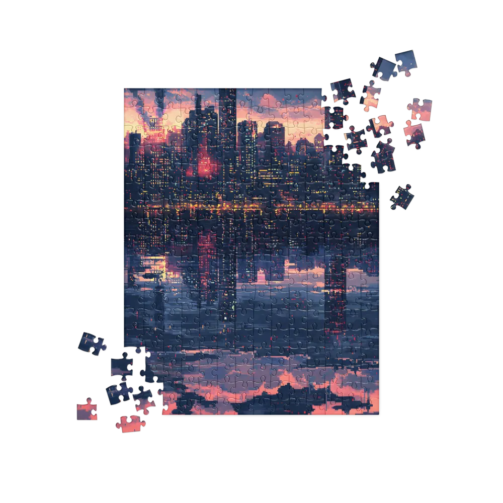Twilight Pixel Cityscape 
 Jigsaw Puzzle