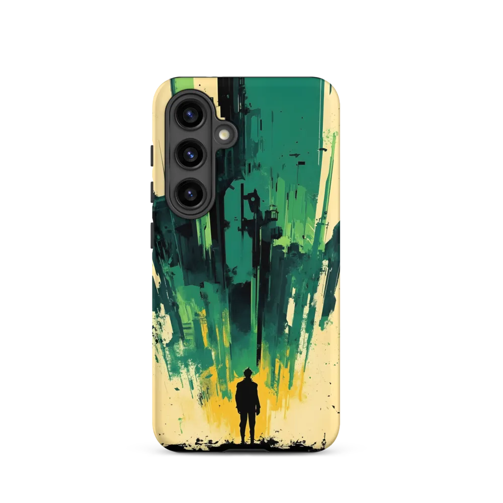 Abstract Silhouetted Figure with Skyscrapers | Phone Case