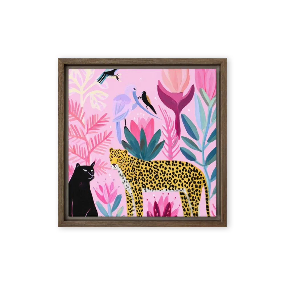 Pink Jungle Sanctuary 
 Canvas with White Frame