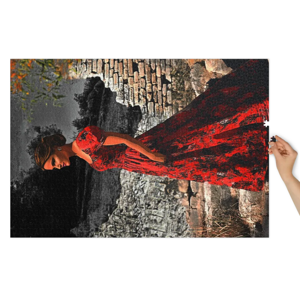 Mulher de Vermelho nas Ruínas 
 Puzzle em caixa de metal