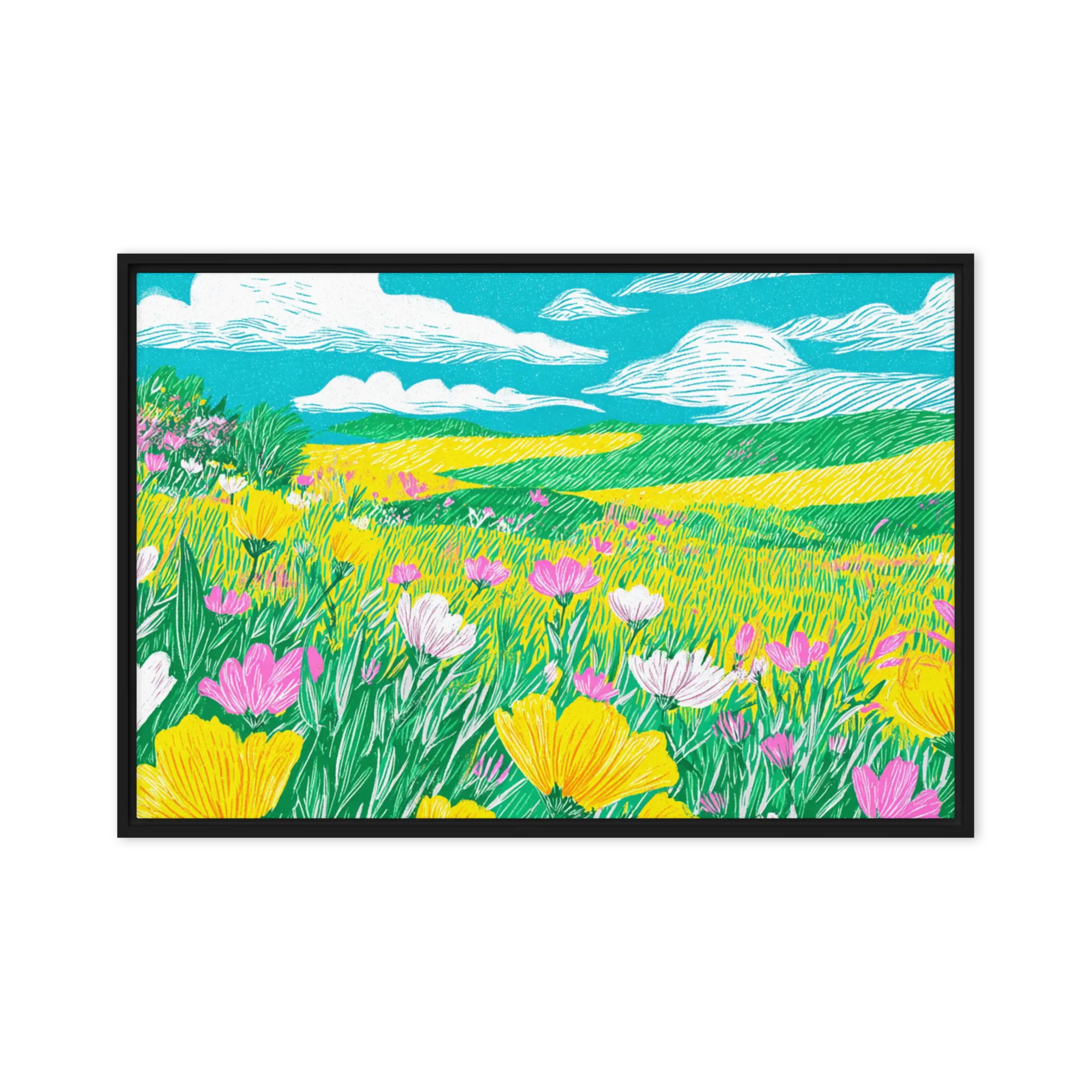 Summer Meadow in Bloom 
 Canvas with White Frame