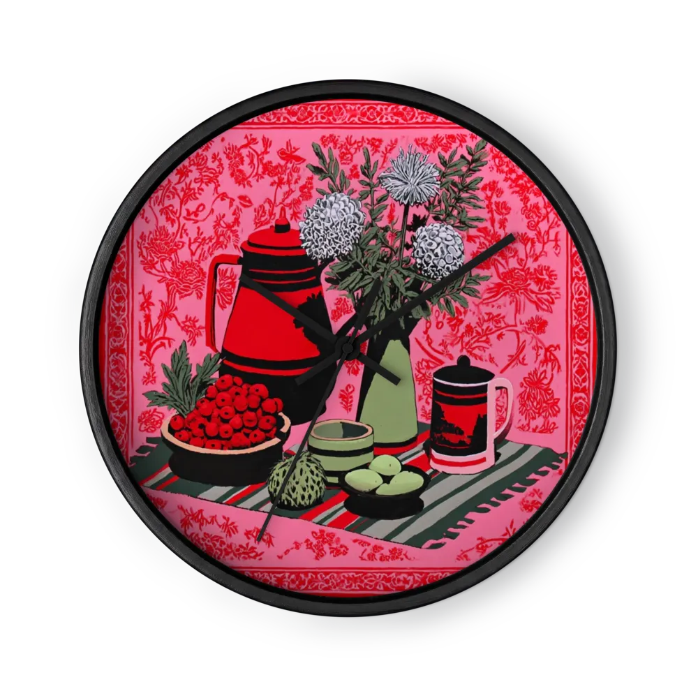 Red Kettle Still Life | Wall Clock