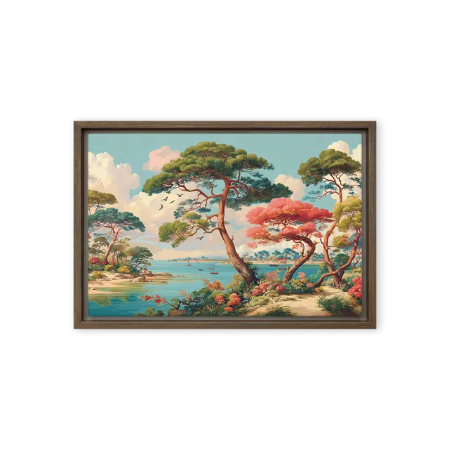 Serene Shoreline Pines | Art Print
