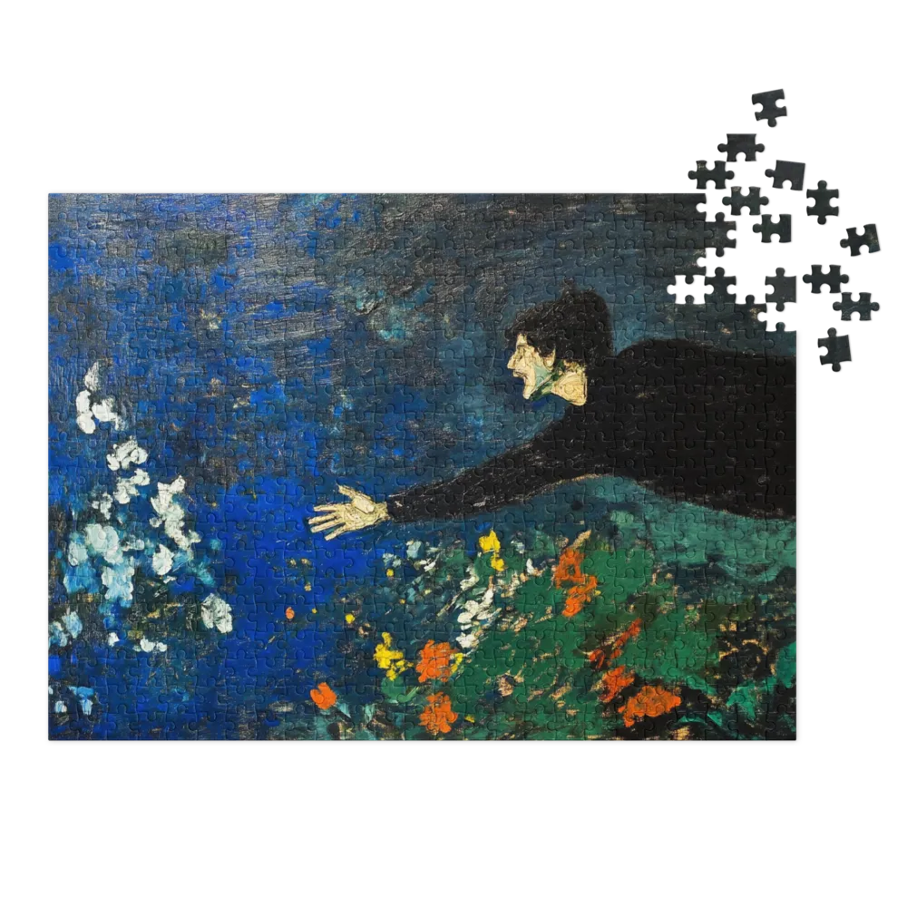 Impressionistic Figure Reaching for Flowers