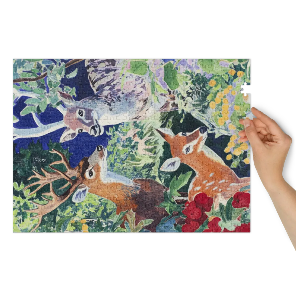 Cerfs dans la Forêt Sauvage 
 Puzzle en boite metallique
