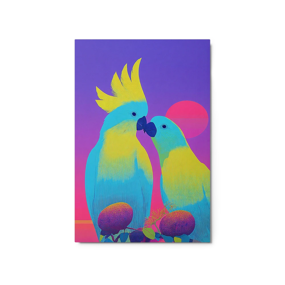 Neon Cockatoo Kiss | Art Print