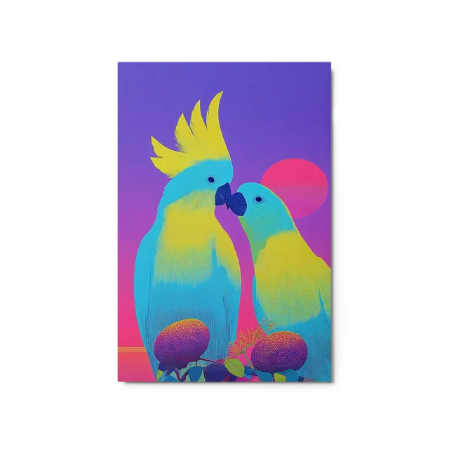 Neon Cockatoo Kiss | Art Print