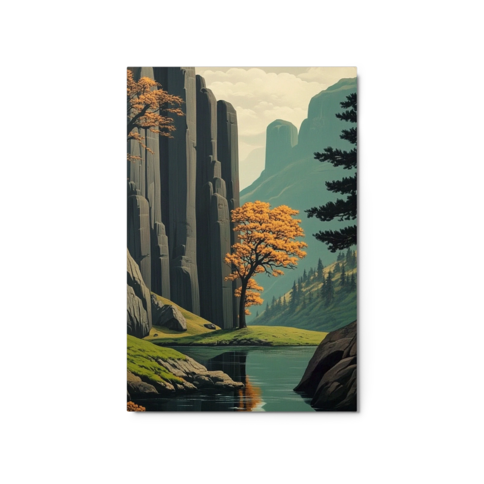 Tranquil Landscape with Autumn Tree