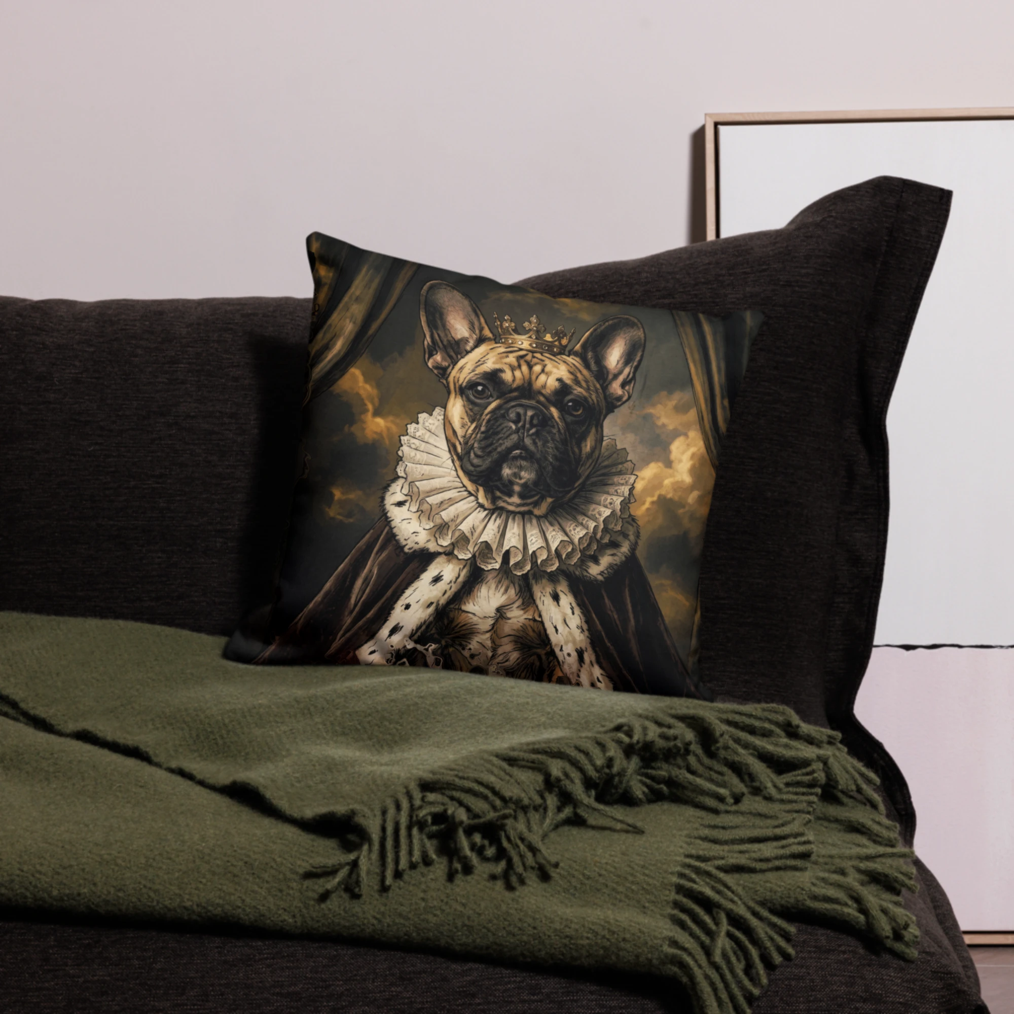 Pet Portrait Pillow — Renaissance — Pillow · in setting