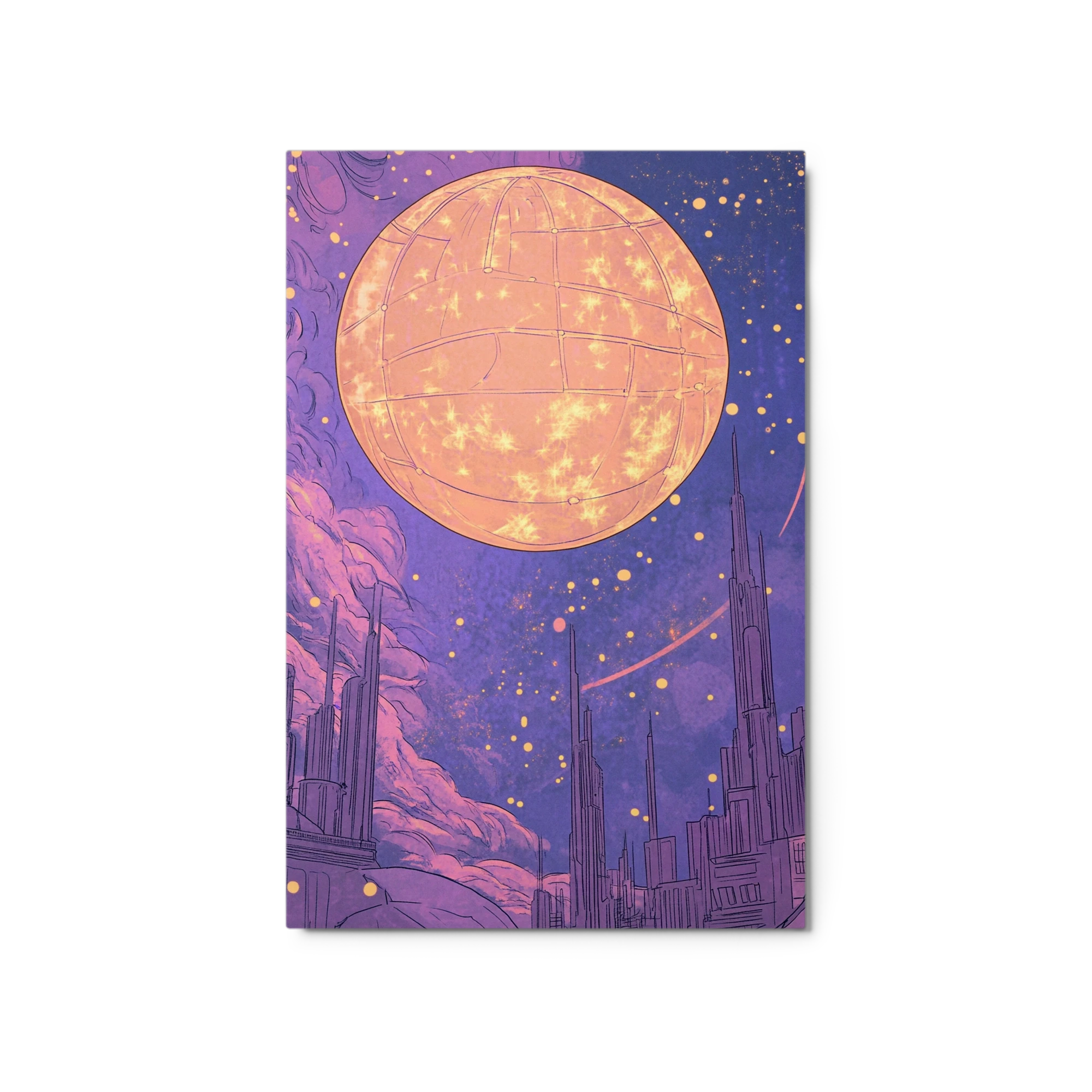 Surreal Planet Over Futuristic City