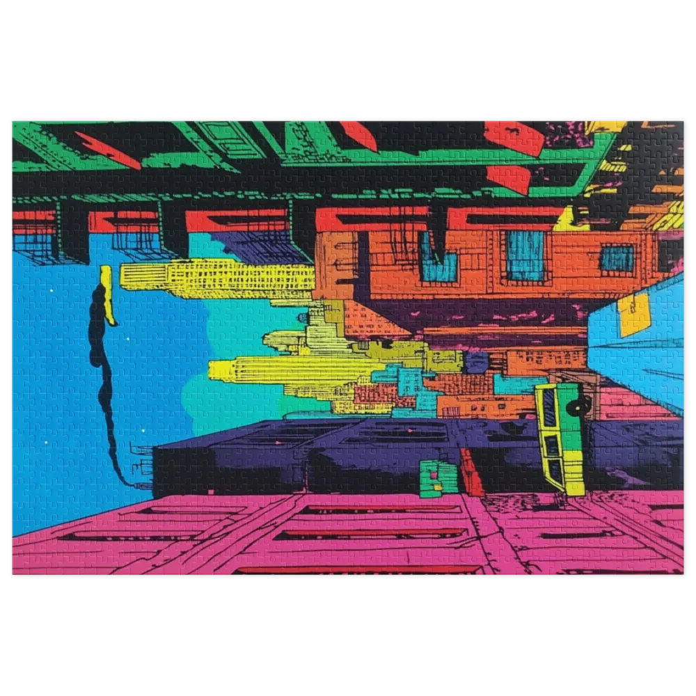 Urban Neon Skyline 
 Jigsaw Puzzle in Tin Box