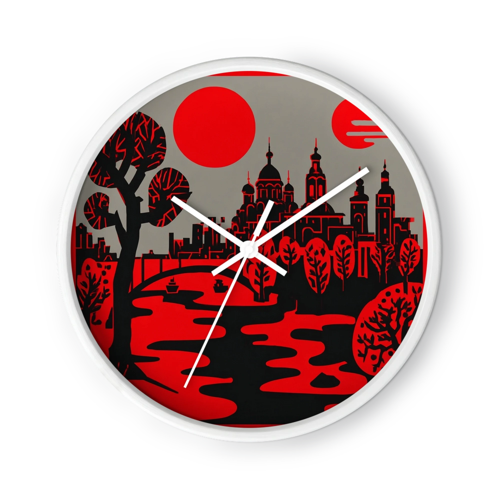 Silhouetted City Under Red Sun