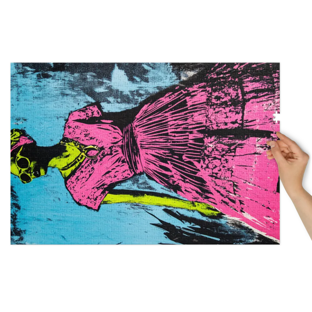 Retrato Pop Art Neon 
 Puzzle em caixa de metal