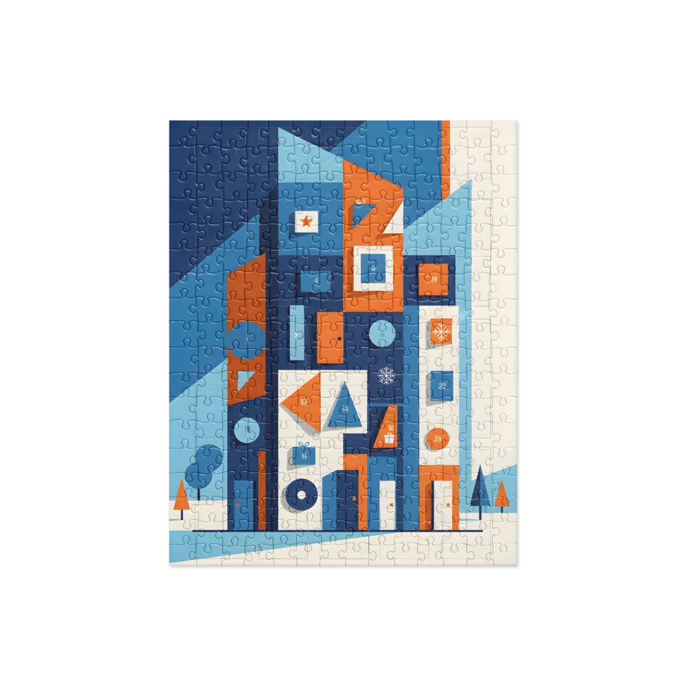 Geometric Advent House 
 Jigsaw Puzzle in Tin Box