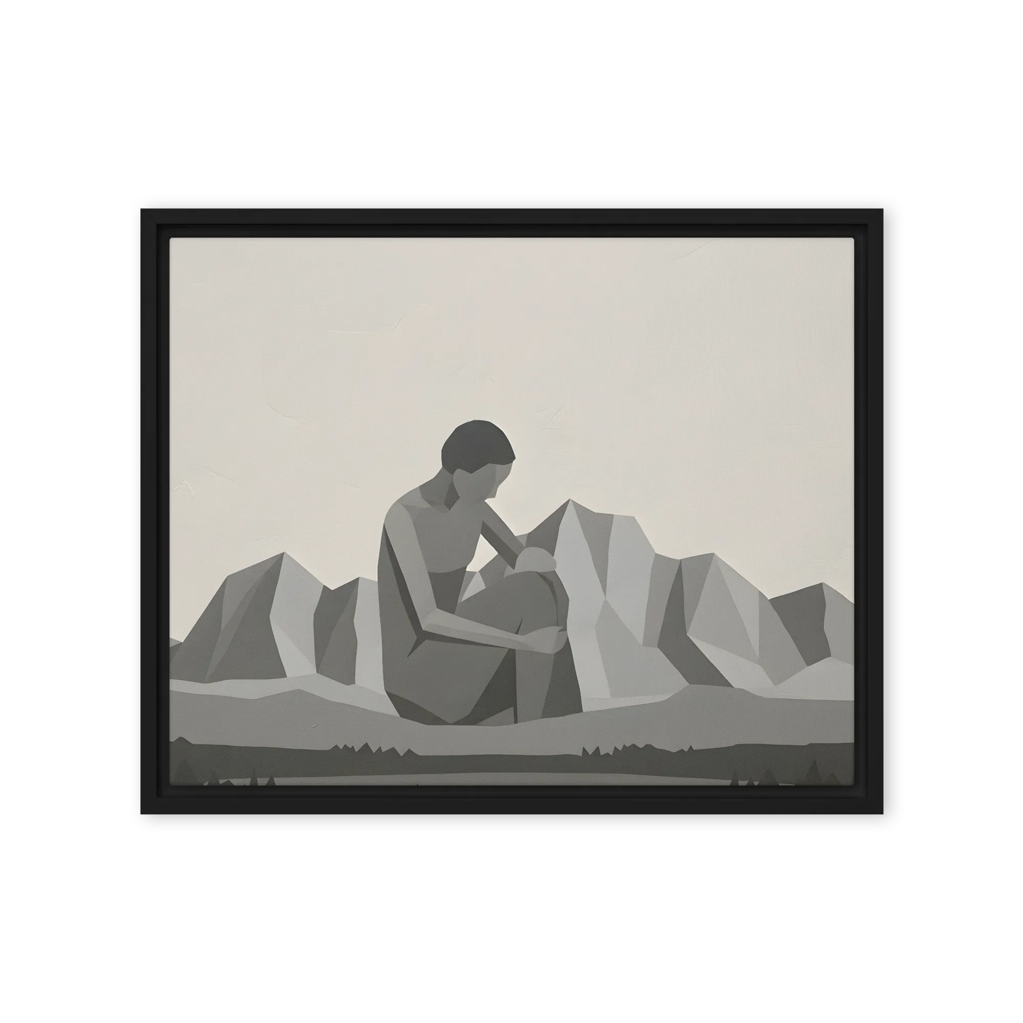 Solitude in Grayscale Peaks 
 Metal Print | 16″x 20″