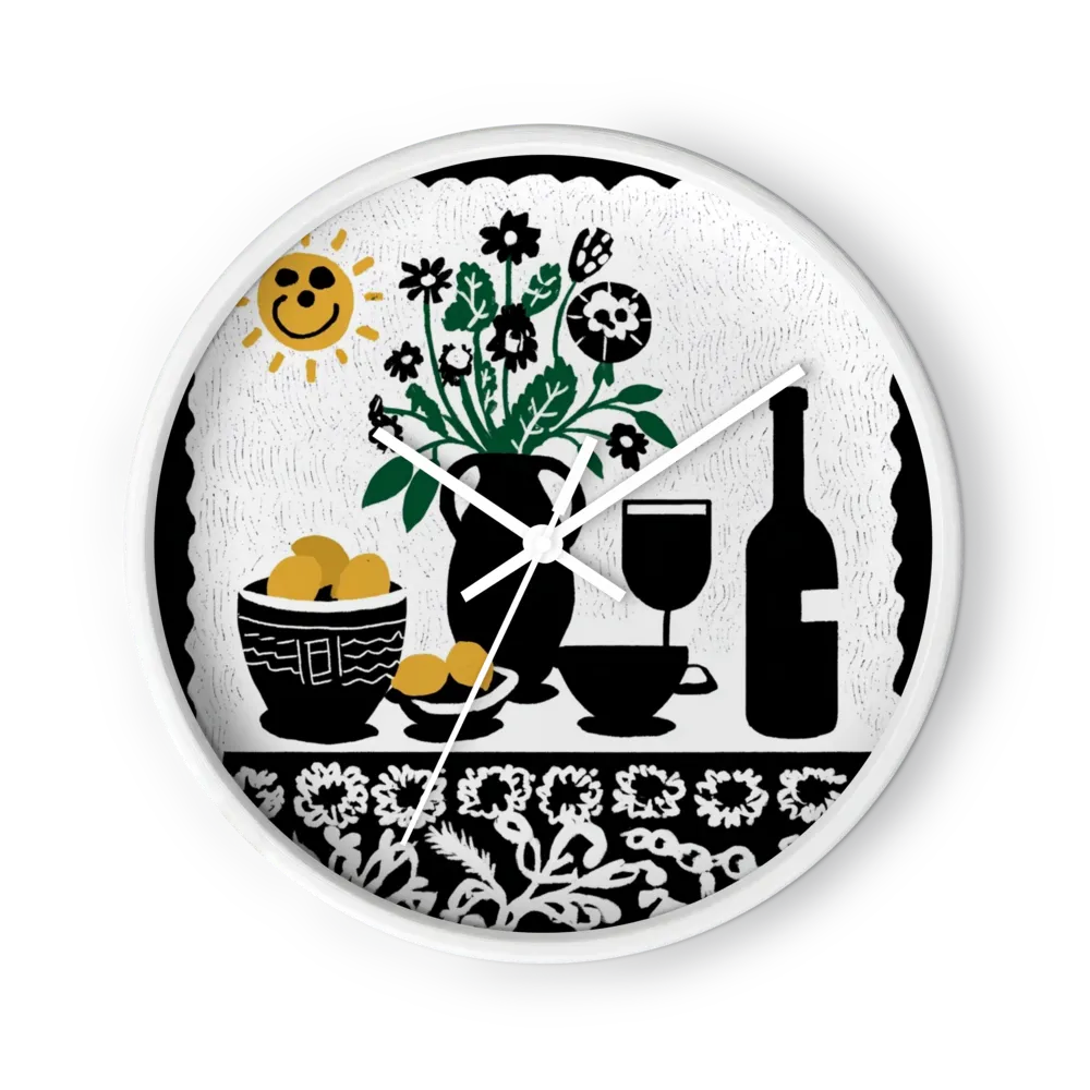Sunny Still Life with Bouquet | Wall Clock