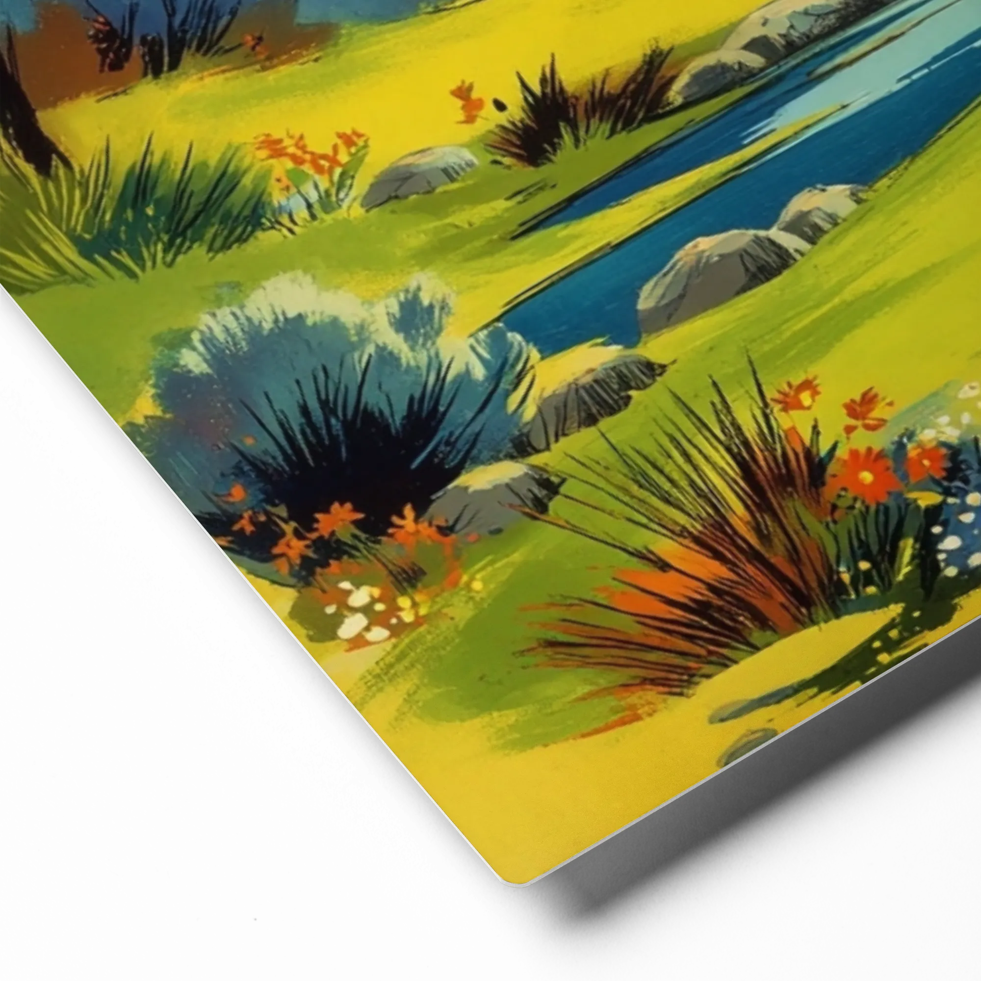 Sunny River Bend 
 Poster with Black Frame | 12″x 12″