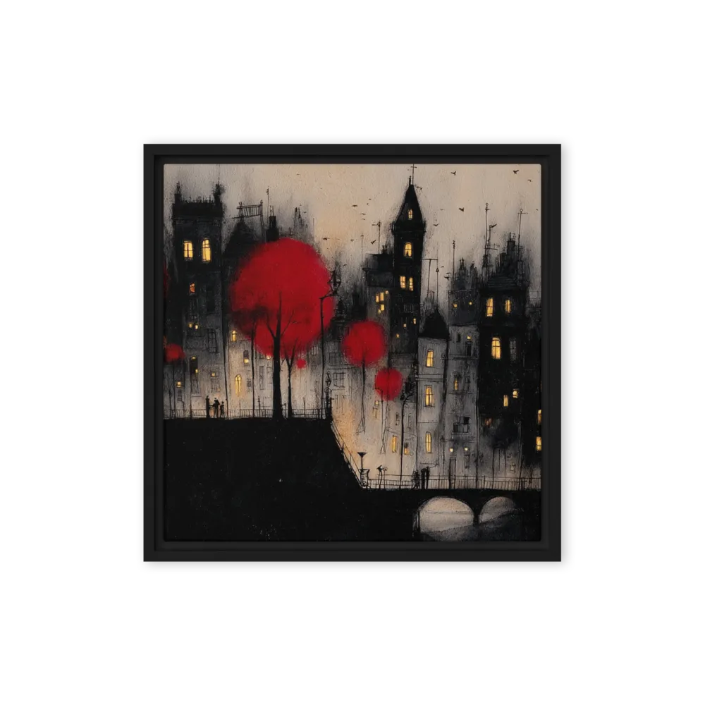 Red Trees in Dark City | Art Print