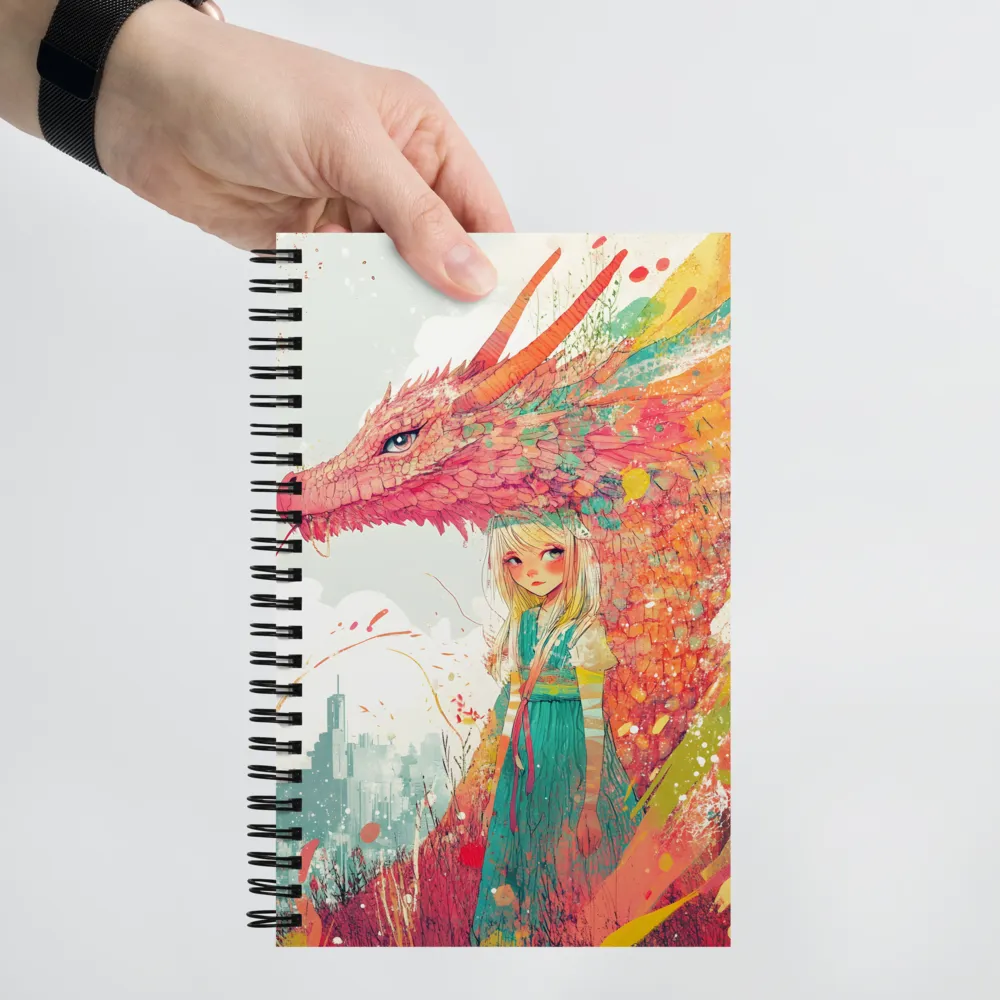 Girl and Dragon's Vibrant Dream 
 Spiral Notebook | 140 pages