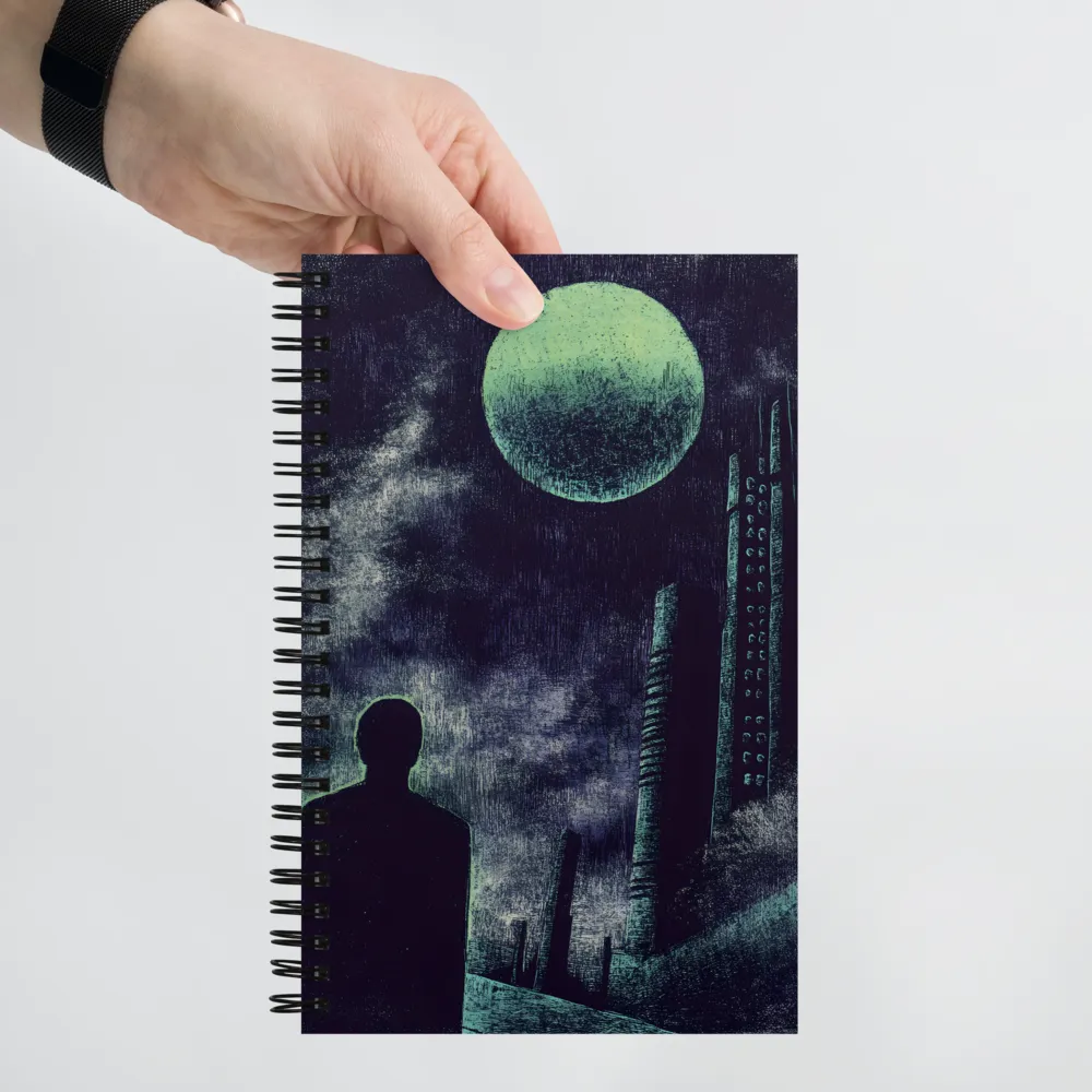 Solitary Figure, Dystopian Moon 
 Spiral Notebook | 140 pages