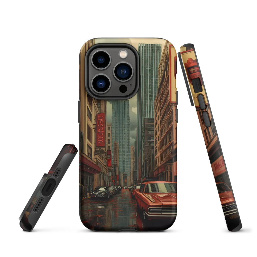 Urban Cityscape with Skyscraper and Classic Car | Phone Case