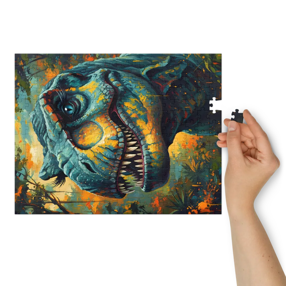 Teal Tyrant — T. rex Painting | Jigsaw Puzzles