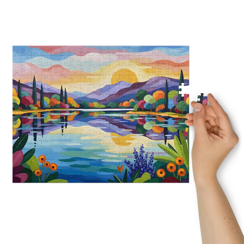 Vibrant Lakeside Serenity | Jigsaw Puzzles