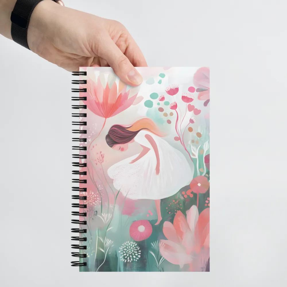 Girl in a Whimsical Garden 
 Spiral Notebook | 140 pages