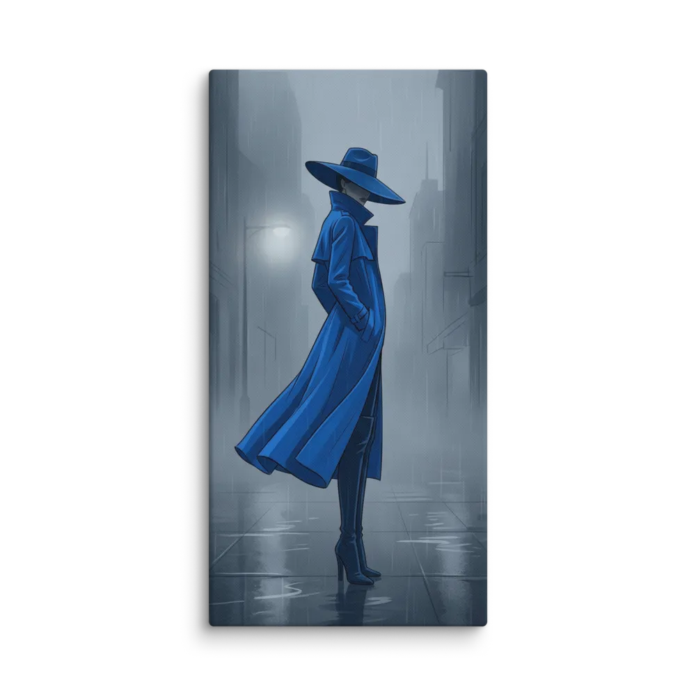 Blue Trench in the Rain 
 Canvas | 12″x 24″
