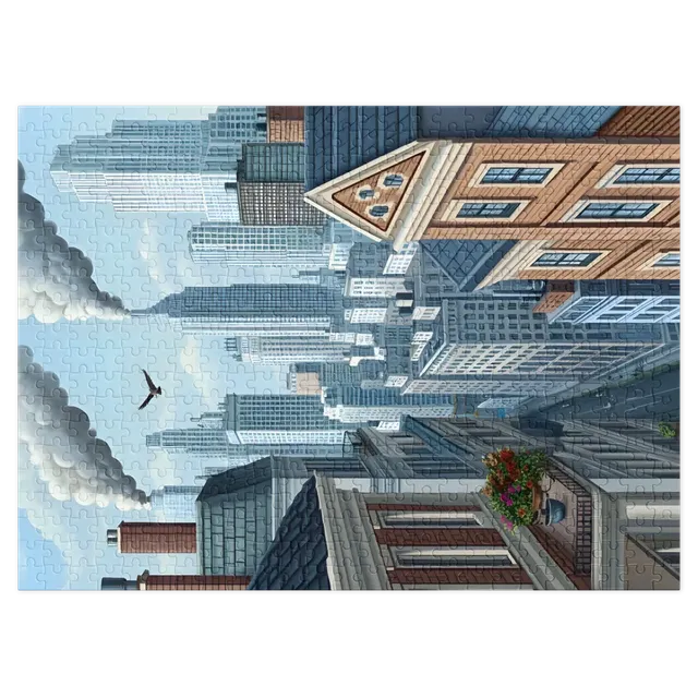 Cityscape with Skyscrapers and Smoke | Jigsaw Puzzle (252/520 pieces)