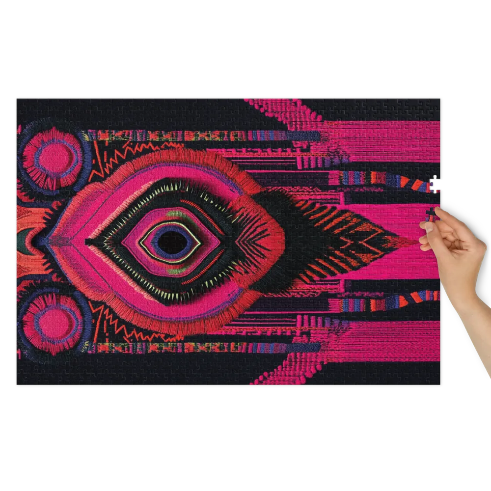 Intricate Textile Mask 
 Jigsaw Puzzle in Tin Box