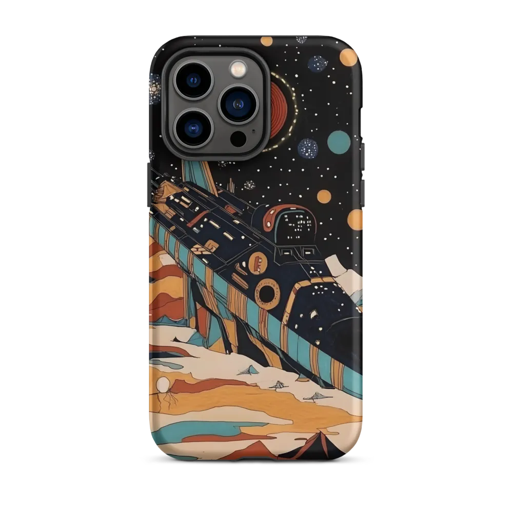 Stylized Spaceship in Cosmic Landscape | Phone Case