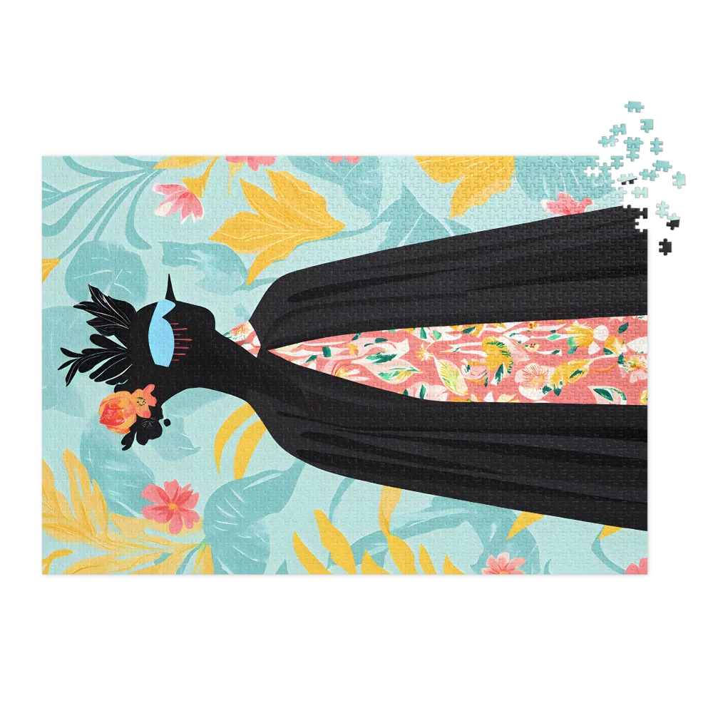 Tropical Floral Silhouette Illustration