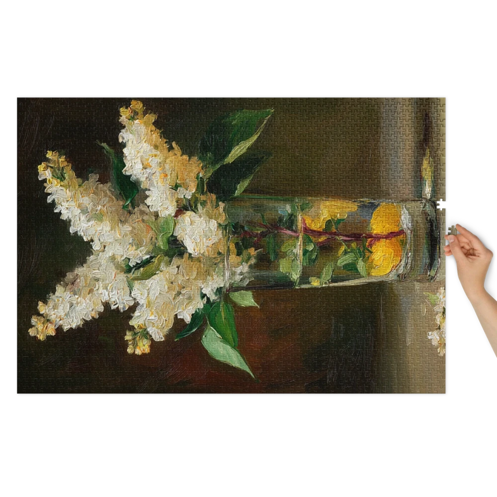 White Lilacs in Glass Vase | Jigsaw Puzzles