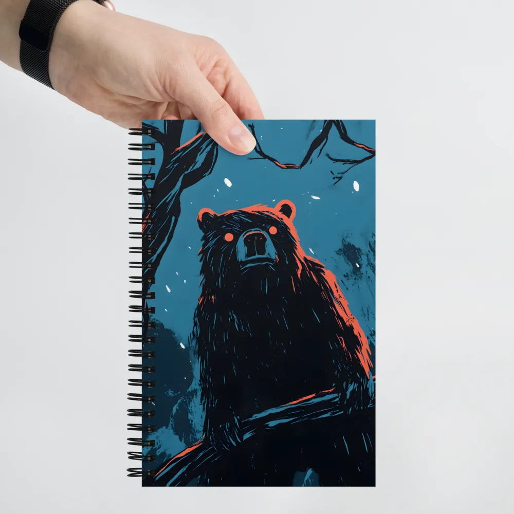 Nocturnal Bear in Textured Forest 
 Spiral Notebook | 140 pages