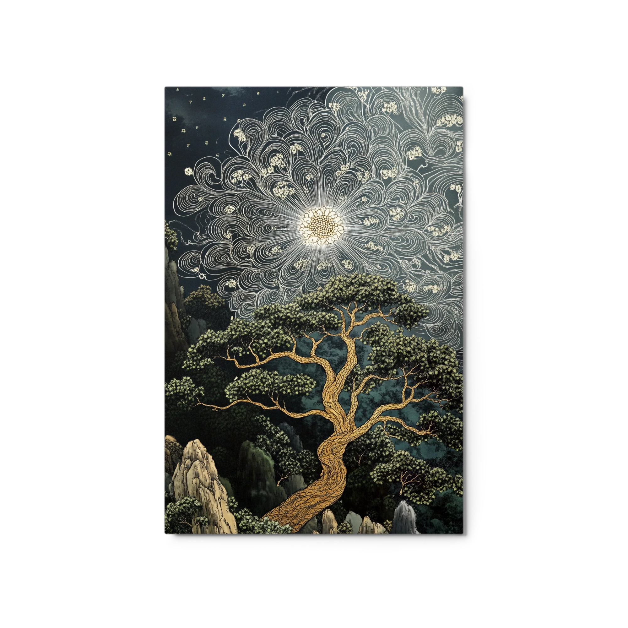 Twisted Tree with Radiant Sun