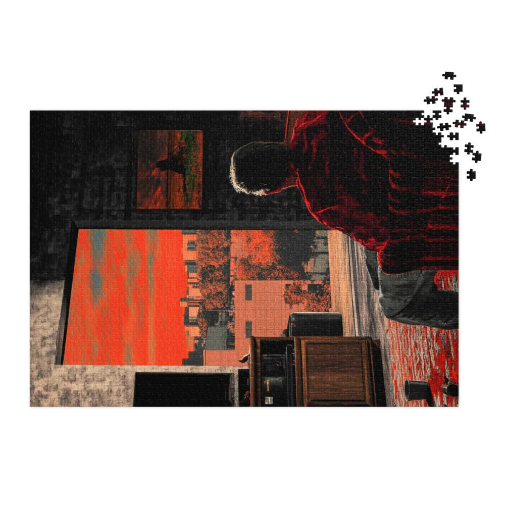 Man in Room with Vibrant Landscape
