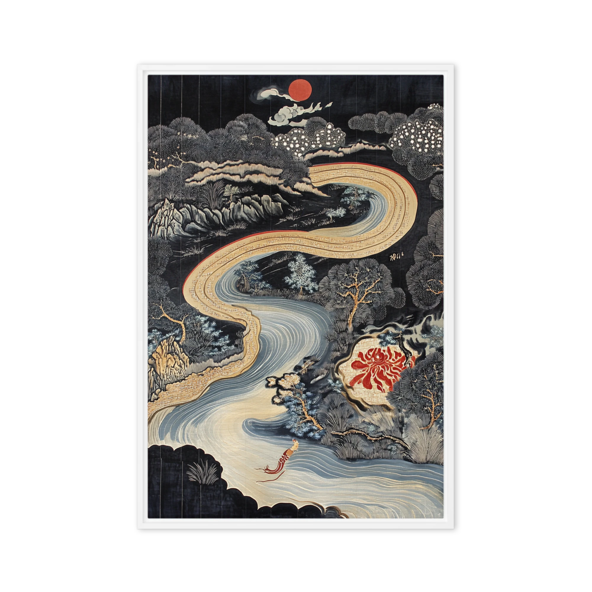 Ukiyo-e Style Landscape with River