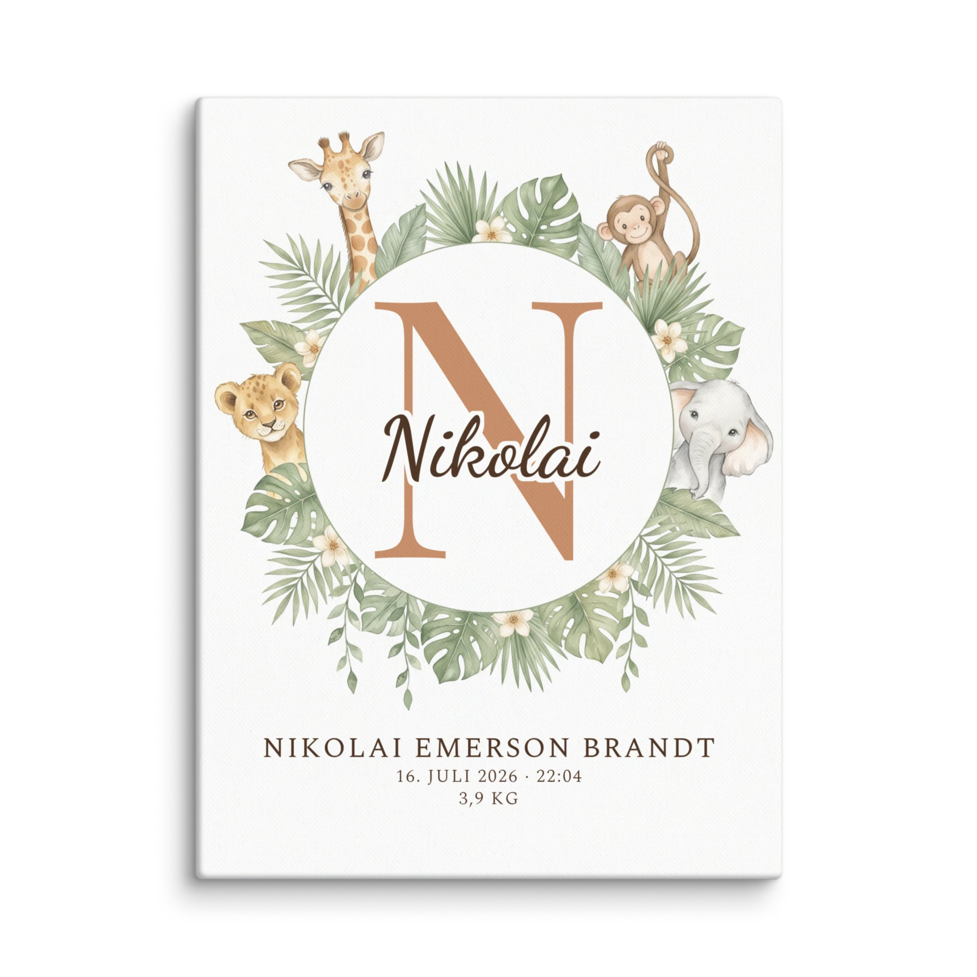 Nursery Name Art — Jungle Wreath